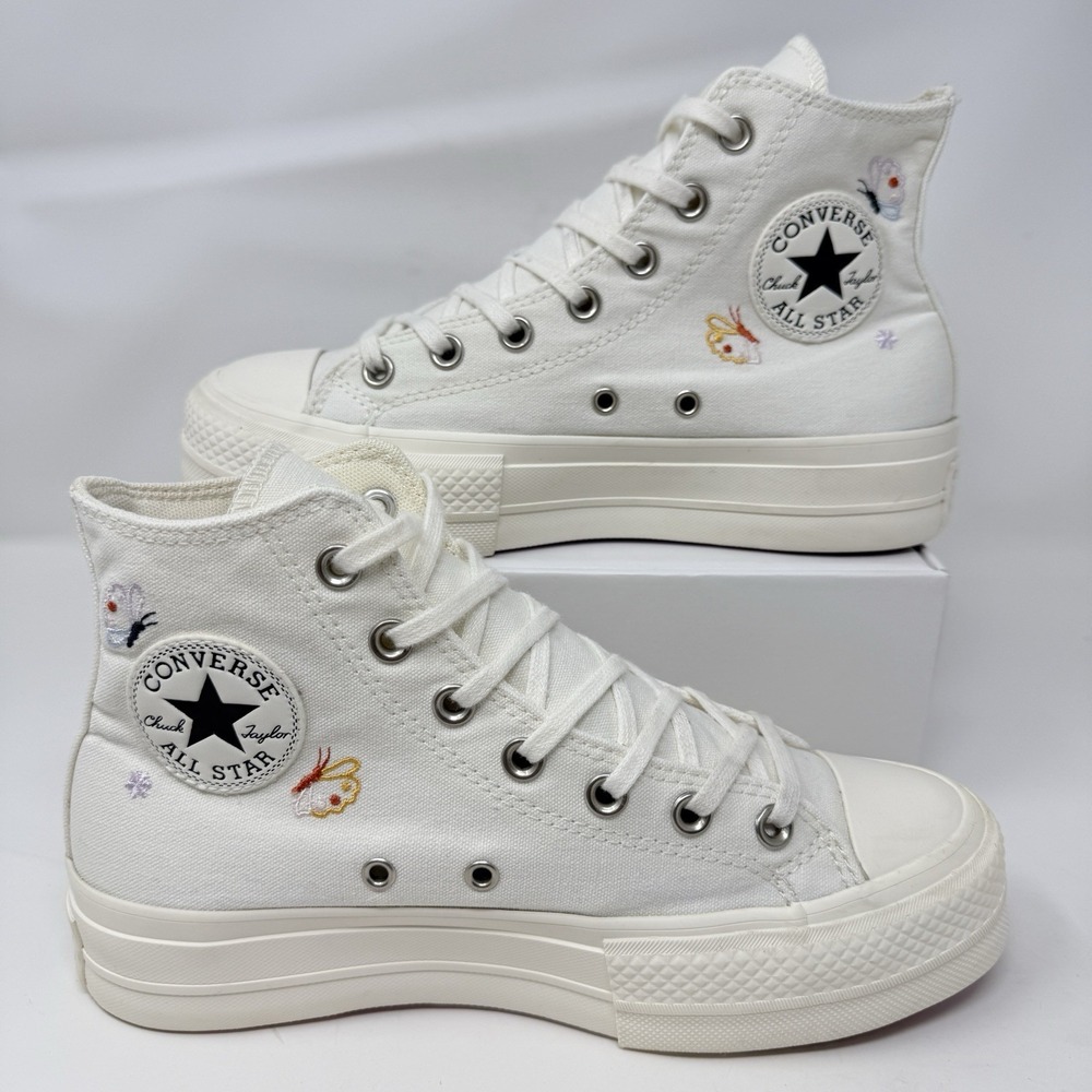 Converse Chuck Taylor All Star Lift Hi Butterfly Wings Women's 7.5 White A05979C